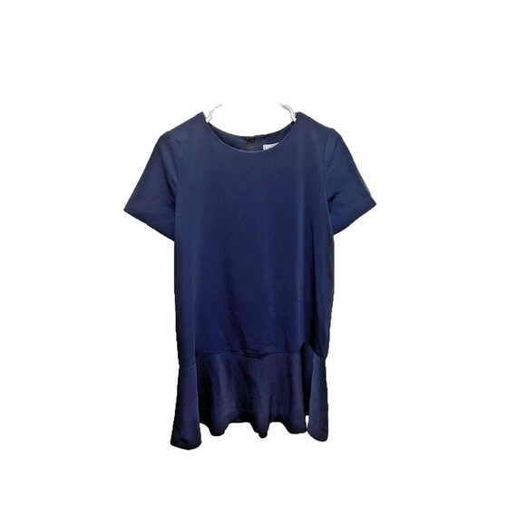Mango Suit Collection Peplum Top Tunic Business Casual Navy Blue Women 4 - Picture 1 of 7